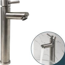 Torneira Quente Fria Inox 304 Fosco Bica Alta Pia Banheiro Inox Escovado Monocomando Misturador Bancada Lavatorio Luxo Cuba Sobrepor Lavabo Agua Mesa