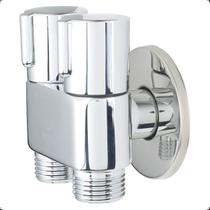 Torneira Registro Duas Saídas Máquina De Lavar Tanque Lavanderia Jardim Área Externa Metal Cromado Brilhante