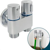 Torneira Registro Duplo Inox Cromado Conexão ¾ Para Maquina de Lavar Filtro 2 Saídas de água Independente Lavanderia Válvula Dupla ½ Pol Torneira Registro Duplo Inox Cromado Conexão ¾ Para Maquina de Lavar Filtro 2 Saídas de água Independente Lavanderia Válvula Dupla ½ Pol