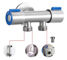 Torneira Registro T Duas Saídas De Água Inox Válvula Duplo