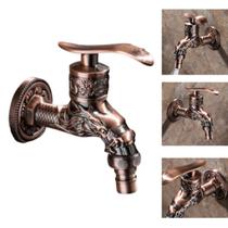Torneira Retro Dragão Cobre Lavanderia Vintage Rústica Jardi Torneira Retro Dragão Cobre Lavanderia Vintage Rústica Jardi