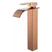 Torneira Slim Cascata Misturador de Mesa Monocomando para lavatório Banheiro Lavabo Pia RoseGold