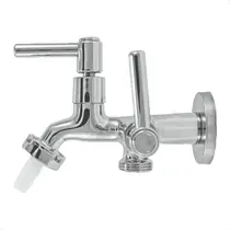 Torneira Tanque e Maquina de Lavar Jardim 2 Saídas Metal Cromado 1/4 Volta Parede