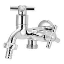 Torneira tanque lavanderia maquina dupla saida1/4 de volta metal cromada