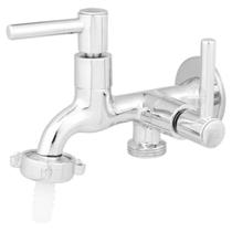 Torneira Tanque/maquina 2 Saídas Alavanca Metal Cromado 1/4v CasaGrande Mundial