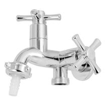 Torneira Tanque/Maquina de Lavar 2 Saídas Bico Metal ¼ Volta