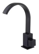 Torneira Toda em Metal Quadrit Luxo para Banheiro Bancada Cuba Lavabo Bica Móvel Brass Home 6166 Cor Preto Fosco