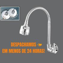 Torneira Tubo Flexível Parede Cozinha para Pia de Cozinha Gourmet Flexível Inox Metal