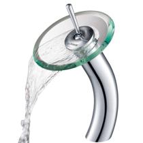 Torneira Vidro Redondo Misturador Monocomando Cascata Alta Banheiro Lavatório GT843 - Lorben