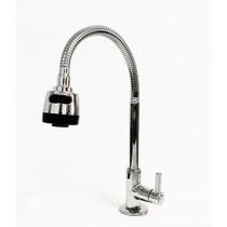 Torneira WG08 Gourmet Cozinha Parede Pia Cano Flexível Inox 1/4 de volta Cromo WG08 Gourmet:Bancada