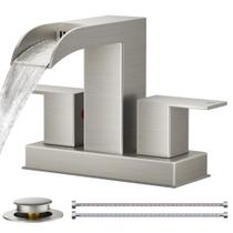 Torneiras de banheiro FORIOUS Brushed Nickel Waterfall 4" Centerset