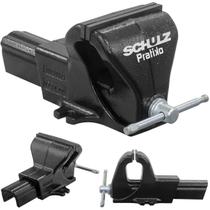 Torno de Bancada Pratiko Schulz Morsa N3 Ferro Fundido com Mordente Metálico 76,2mm Ferramenta Manual Por Manivela