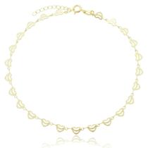 Tornozeleira Banhada a Ouro 18k Coração Dourado Feminina