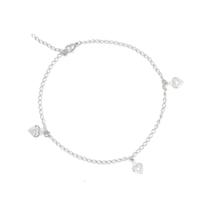 Tornozeleira Banhado feminina Coração em aço inox prata pode molhar pedra zircônia prateado Tornozeleira Banhado feminina Coração em aço inox prata pode molhar pedra zircônia prateado