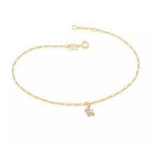 Tornozeleira banhado ouro 3x 24k 18k e 22k feminina pulseira de pé berloque borboleta rommanel 550201