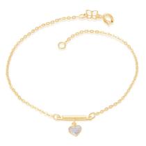 Tornozeleira banhado ouro 3x 24k 18k e 22k feminina pulseira de pé berloque com coração rommanel 550354 Tornozeleira banhado ouro 3x 24k 18k e 22k feminina pulseira de pé berloque com coração rommanel 550354