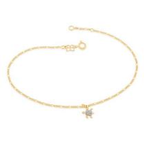 Tornozeleira banhado ouro 3x 24k 18k e 22k feminina pulseira de pé berloque tartaruga rommanel 550200