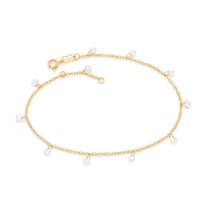 Tornozeleira banhado ouro 3x 24k 18k e 22k feminina pulseira de pé elos intercalados com zircônias rommanel 551702 Tornozeleira banhado ouro 3x 24k 18k e 22k feminina pulseira de pé elos intercalados com zircônias rommanel 551702