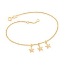 Tornozeleira banhado ouro 3x 24k 18k e 22k feminina pulseira de pé fio grumet com pingentes de estrelas do mar rommanel 551668