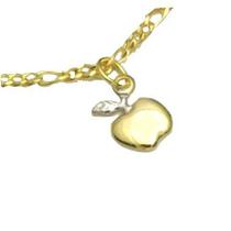 Tornozeleira banhado ouro 3x 24k 18k e 22k feminina pulseira de pé fio lixada com berloque maça rommanel 550192