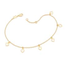 Tornozeleira banhado ouro 3x 24k 18k e 22k feminina pulseira de pé rommanel 6 corações vazados pendurados 552010