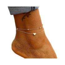 Tornozeleira Boêmia Feminina com Pingente de Coração - Ideal para Praia e Verão