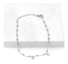 Tornozeleira Bolinhas E Corações Prateada Folheada A Prata