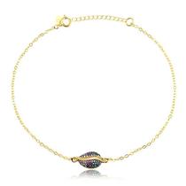 Tornozeleira Buzio Com Pedras Multicolor Folheada A Ouro