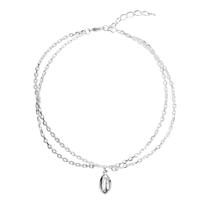 Tornozeleira Búzios Fio Duplo Banhado Prata 925