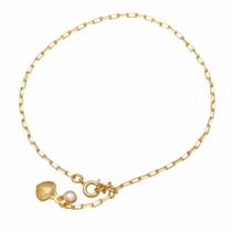 Tornozeleira com Concha e Pérola Folheado Ouro 18K Softjoias