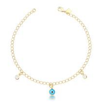 Tornozeleira com cristais e olho grego Tornozeleira com cristais e olho grego