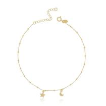 Tornozeleira Com Lua E Estrela Banhada A Ouro 18K Tornozeleira Com Lua E Estrela Banhada A Ouro 18K
