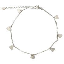 Tornozeleira Corações Folheada em Ródio ou Ouro 18k SoftJoias