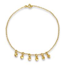 Tornozeleira Corações Lisos Banhada a Ouro 18k