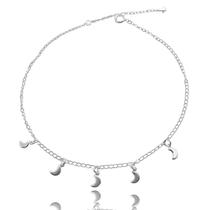 Tornozeleira Corrente e Lua Banhada Prata Semijoia Tornozeleira Corrente e Lua Banhada Prata Semijoia