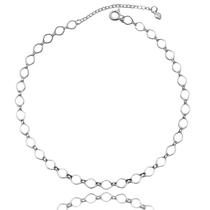 Tornozeleira Corrente Elos Losango Entrelaçados Banhada a Prata