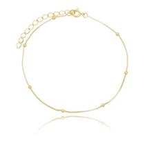 Tornozeleira Corrente Mini Bolinhas Banhado Em Ouro 18K