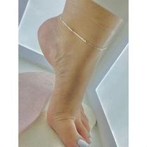 Tornozeleira de Bolinha 24cm Prata 925 Legítima