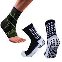 Tornozeleira De Compressão Ortopédica Ajustável + Meia Antiderrapante Futebol Profissional Trusox Tornozeleira De Compressão Ortopédica Ajustável + Meia Antiderrapante Futebol Profissional Trusox