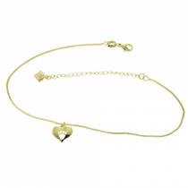 Tornozeleira De Coração Com Pezinho PRI Style Folheada A Ouro 18K Antialérgica Tornozeleira De Coração Com Pezinho PRI Style Folheada A Ouro 18K Antialérgica