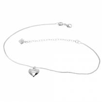 Tornozeleira De Coração Com Pezinho PRI Style Folheada A Prata Antialérgica Tornozeleira De Coração Com Pezinho PRI Style Folheada A Prata Antialérgica