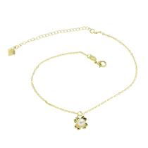 Tornozeleira De Flor Com Pérola PRI Style Folheada A Ouro 18K Antialérgica Tornozeleira De Flor Com Pérola PRI Style Folheada A Ouro 18K Antialérgica