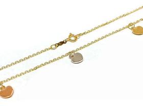 Tornozeleira De Ouro 18k Com Berloques Pingentes Corações 3 Cores