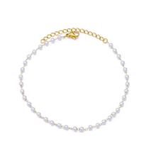 Tornozeleira De Pérolas Em Aço Inoxidável Banhado a Ouro 18K Para Mulheres E Meninas, Joia Elegante