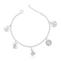 Tornozeleira de Prata 5 Santos Variados Tornozeleira de Prata 5 Santos Variados