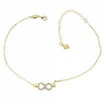 Tornozeleira Do Infinito Com Strass PRI Style Folheada A Ouro 18K Antialérgica Tornozeleira Do Infinito Com Strass PRI Style Folheada A Ouro 18K Antialérgica
