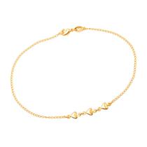 Tornozeleira Dourada 3 Corações Lisa Tornozeleira Dourada 3 Corações Lisa