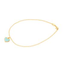 Tornozeleira Dourada De Coração Azul Tornozeleira Dourada De Coração Azul