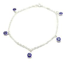 Tornozeleira Elo Olho Grego Azul Escuro Prata Legítima 925 Tornozeleira Elo Olho Grego Azul Escuro Prata Legítima 925