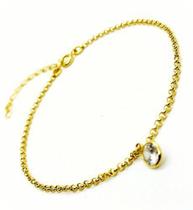 Tornozeleira Elos Portugueses Com Cristal Banho De Ouro 18k 3190
